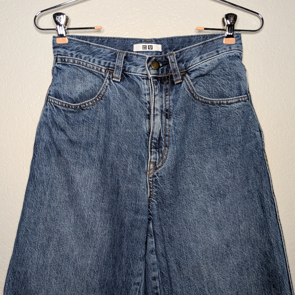 Uniqlo Womens Blue Y2K Denim Baggy Slouchy Wide Leg Jeans 23 23x32 - Picture 2 of 7